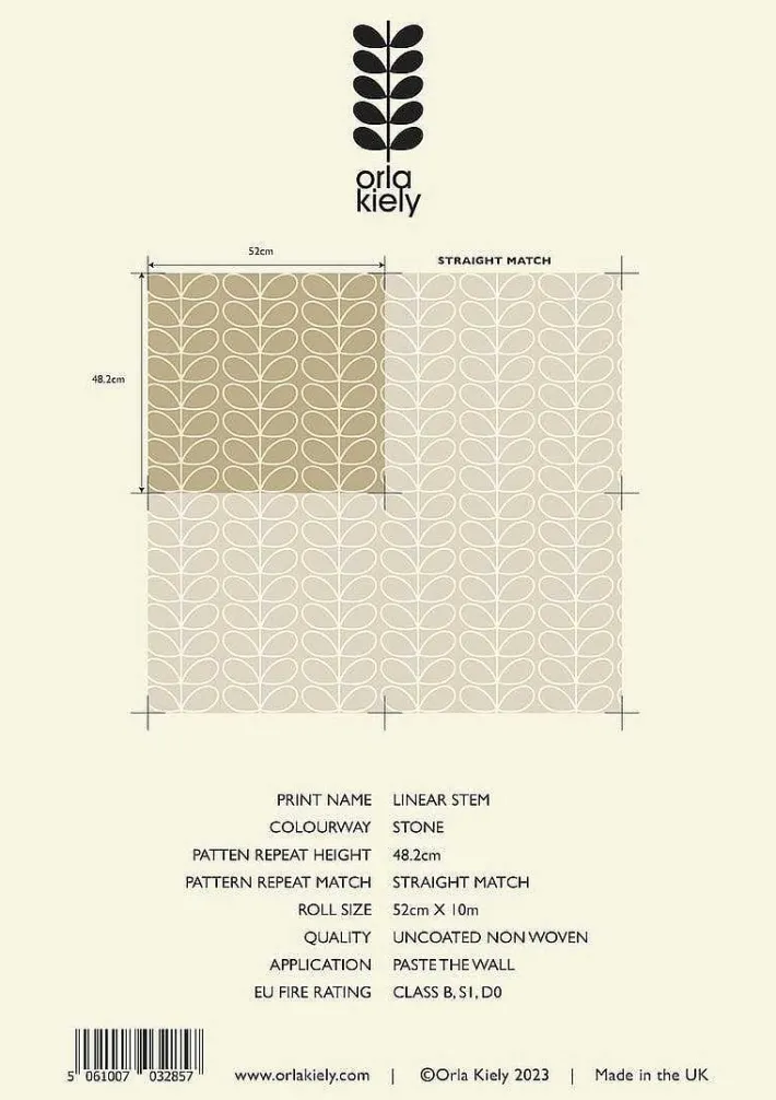 Orla Kiely Linear Stem Stone Wallpaper